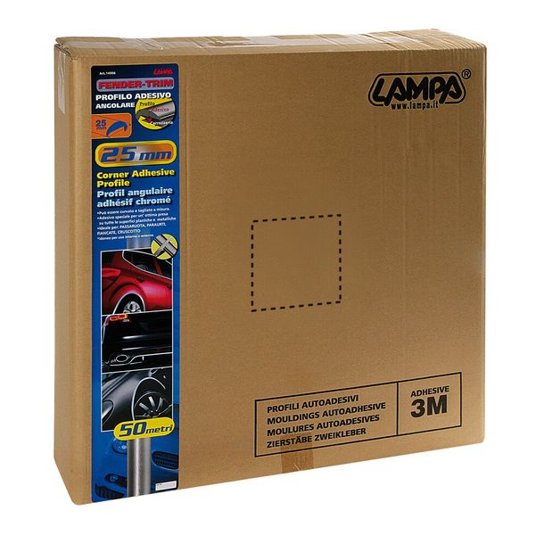 Fender-Trim, Verchromtes Klebe-Winkelprofil - 50 m - 25 mm