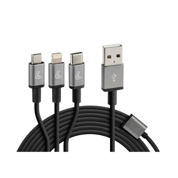 Cerbero, cable de carga con 3 conectores - 100 cm - Negro