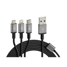 Cerbero, cavo di ricarica con 3 connettori - 100 cm - Nero
