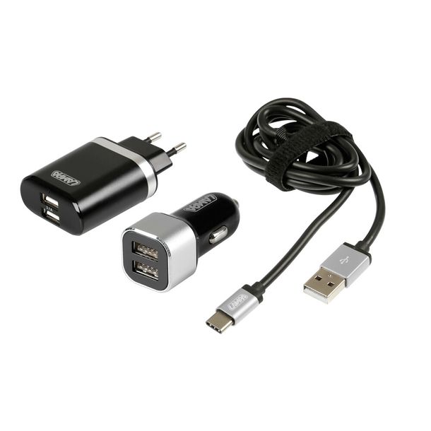 Kit 3 en 1 USB Tipo-C - Carga Rápida - 12/24V + 230V