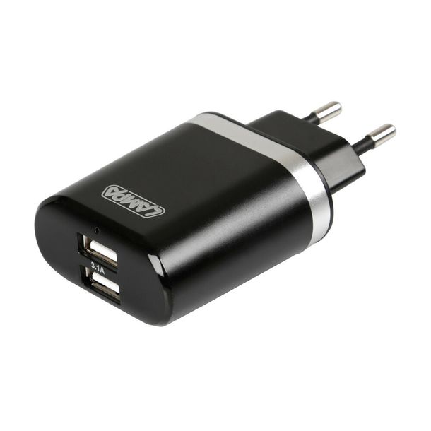 Cargador de batería de red con 2 puertos USB - Carga Rápida - 3100 mA - 100/230V