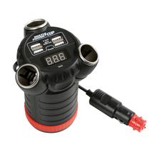 Multi-Power Cup, 3 aansluitingen sigarettenaansteker + 4 USB en voltmeter, 12/24/36V