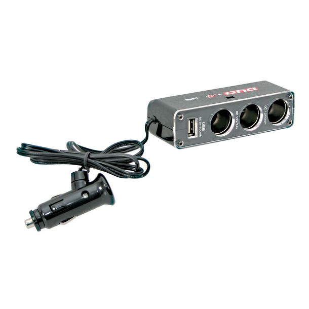 Dual-Power, electrical connection with triple USB port, 12/24V
