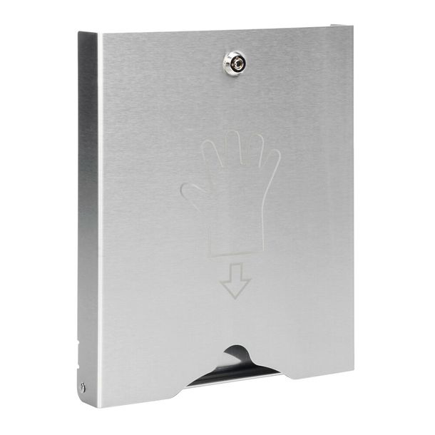 Stainless steel dispenser with lock for disposable gloves