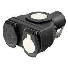 Compact adapter from 15-pin plug to 2 7-pin sockets, 24V