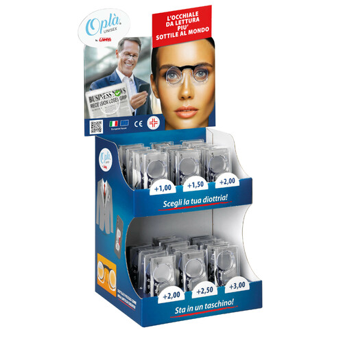 Reading Glasses Lampa Oplà, Credit Card Format - Kit of 30 Pieces Assorted Strengths