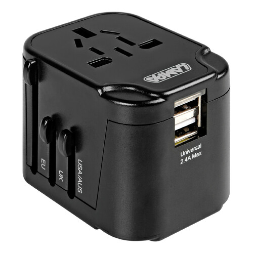 Travel Mate Elite, Universal Travel Adapter + USB Charger 2 Ports