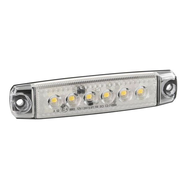 Umrissleuchte mit 6 LEDs, Aufbaumontage, 12/4 V - Weiß