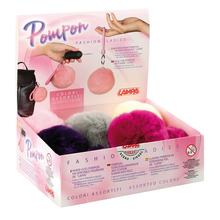 Pompons, sleutelhanger van echt konijnenvacht - Display 12 st.