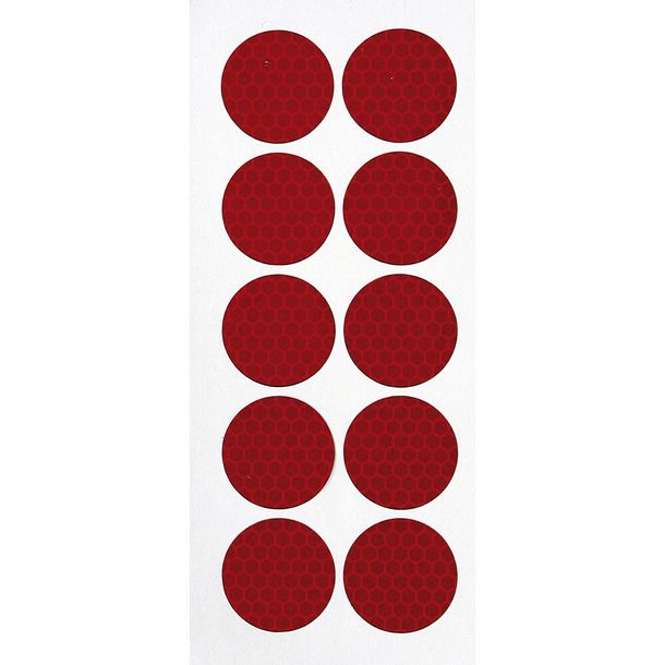 Set of 10 retro-reflective stickers Ø 27 mm - Red