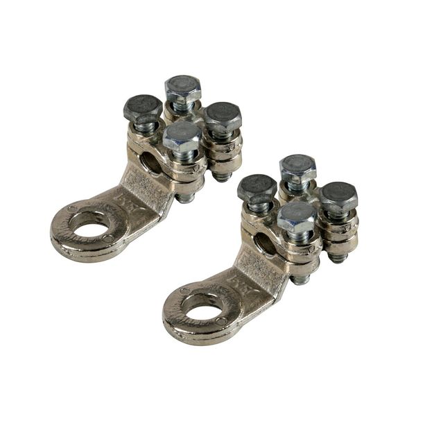 Satz mit 2 Kabelschuhe aus vernickeltem Messing, mit Kabelbefestigungsplatte - Querschnitt 50 mm², Bohrung 10 mm
