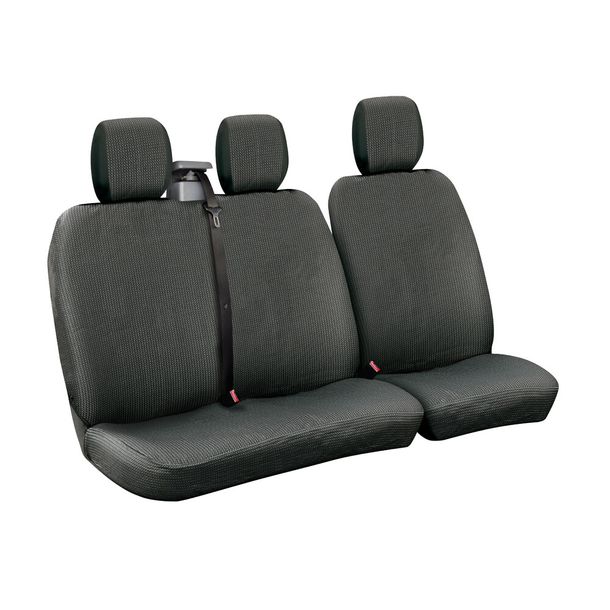 Dots-2, Set of Headrest Covers for Vans with Seatbelt Padding - Black/Grey