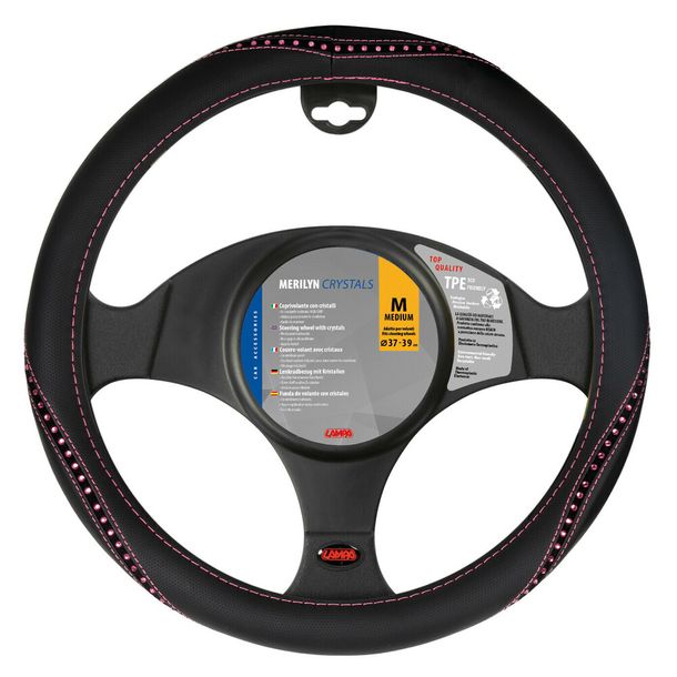 Coprivolante Lampa Merilyn, in Skeentex con cristalli - M - Ø 37/39 cm - Rosa