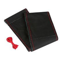 Sport, stuurwielbekleding van leer - L - Ø 37/39 cm - Zwart/Rood