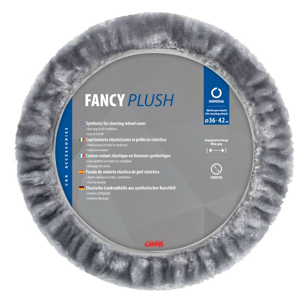 Lenkradbezug Lampa Fancy Plush, Elastischer aus Kunstfell - Ø 36-42 cm - Grau – Bild 1