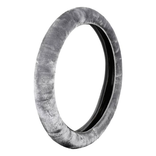 Lenkradbezug Lampa Fancy Plush, Elastischer aus Kunstfell - Ø 36-42 cm - Grau – Bild 2