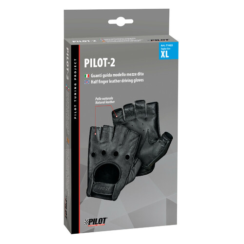 Pilot-2, Gants de conduite mi-doigts - XL - Noir