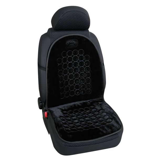 Massage-Velluto, coussin de dossier magnétique en velours - Noir
