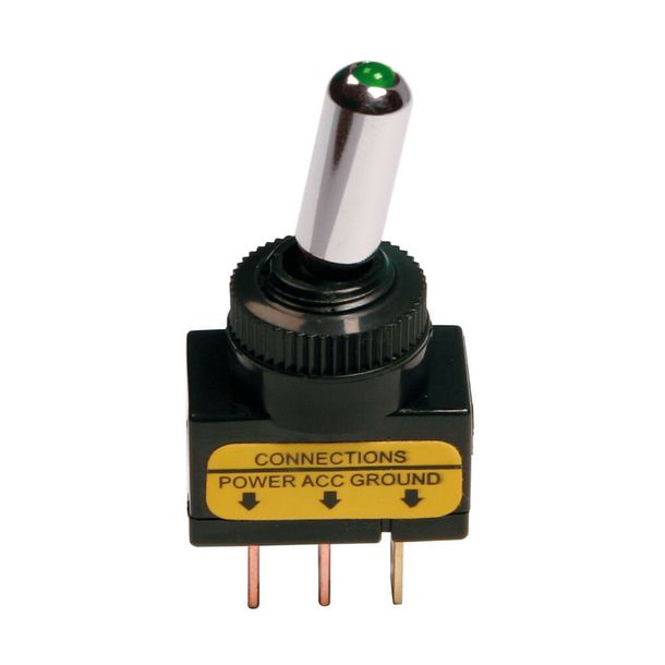 Toggle Switch, 3 Contacts - 12/24V - Green - 20A