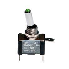 Toggle Switch, 2 Contacts - 12/24V - Green - 20A