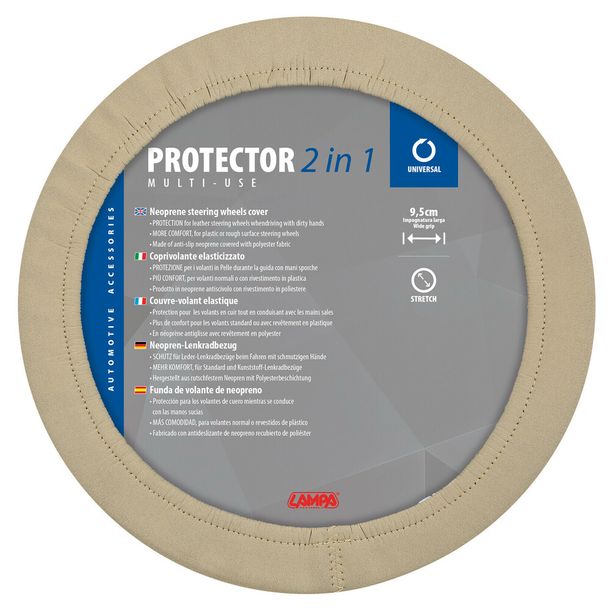 Stuurwielbekleding Lampa Protector 2 in 1, Elastisch - Beige