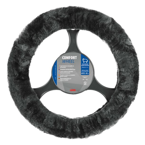 Volant Lampa Comfort Wheel, Élastique en véritable fourrure - Anthracite - Ø 36-42 cm