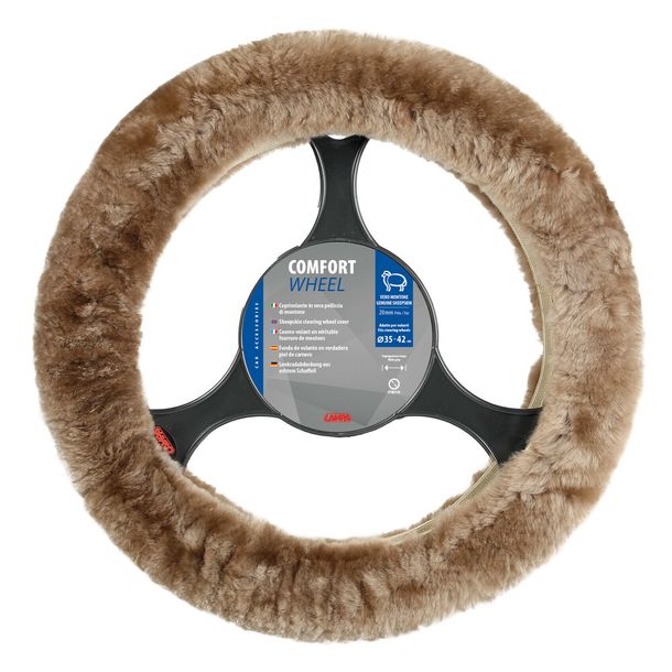 Steering Wheel Cover Lampa Comfort Wheel, Elastic Genuine Fur -Natural - Ø 36-42 cm
