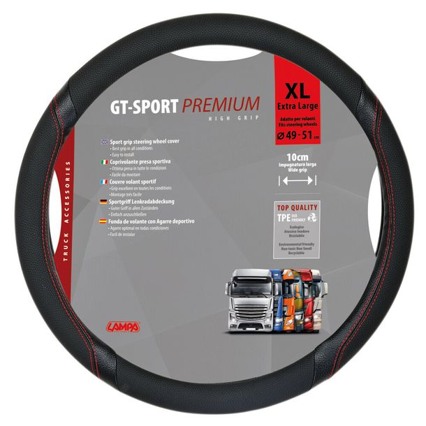 Volant Lampa GT-Sport, en Skeentex - XL - Ø 49/51 cm - Noir/Rouge