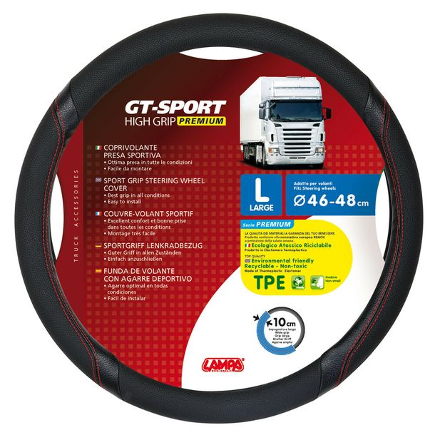 Volant Lampa GT-Sport, en Skeentex - L - Ø 46/48 cm - Noir/Rouge