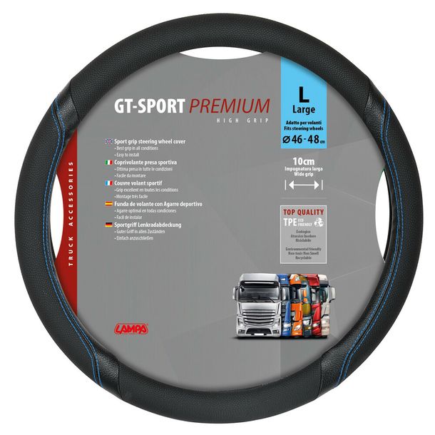 Volant Lampa GT-Sport, en Skeentex - L - Ø 46/48 cm - Noir/Bleu