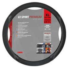 Lenkradbezug Lampa GT-Sport, aus Skeentex - XL - Ø 49/51 cm - Schwarz/Silber