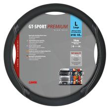 Lenkradbezug Lampa GT-Sport, aus Skeentex - L - Ø 46/48 cm - Schwarz/Silber