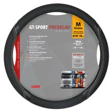 Potah volantu Lampa GT-Sport, ze Skeentex - M - Ø 44/46 cm - Černá/Stříbrná