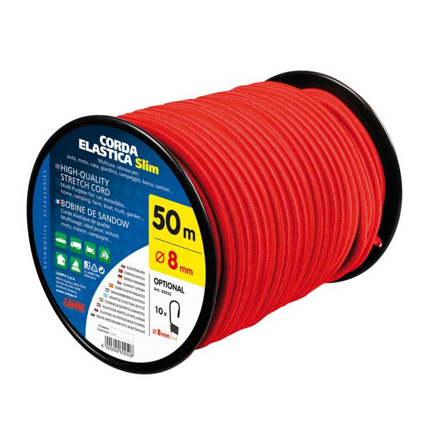 Elastische Kordel auf Spule - Ø 8 mm - 50 m - Rot