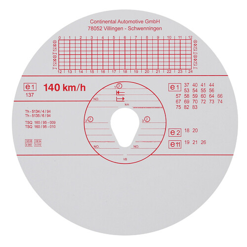 Kienzle, Set of 100 Approved Speedometer Faces - 140 Km/h