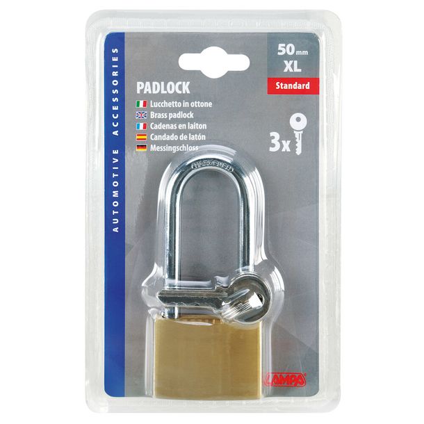 LAMPA 65424 Lucchetto A U In Ottone | 50 Mm XL | Sicurezza Per Bici E Moto | Standard