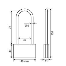 Padlock Lampa Basic, made of brass - 50 mm XL