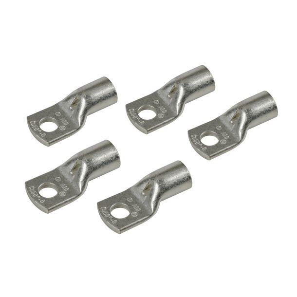 Ensemble de 5 cosses de connexion à sertir en cuivre étamé - Section 50 mm² - Perçage 10 mm