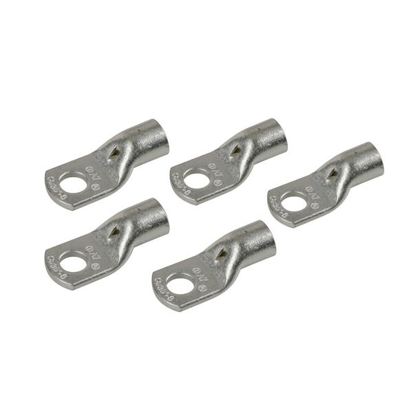 Set di 5 occhielli a crimpare in rame stagnato - sezione 35 mm² - foro 10 mm