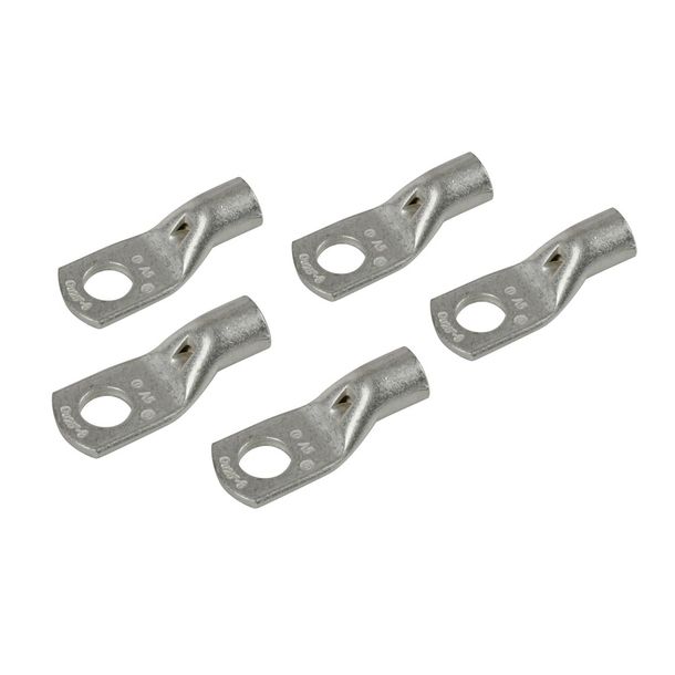 Ensemble de 5 cosses de connexion à sertir en cuivre étamé - Section 25 mm² - Alésage 8 mm