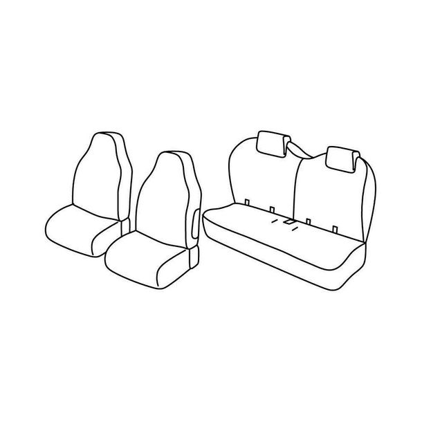 Housses de siège Lampa Set Superior - Noir/Gris - compatibles pour Citroën C1 5p (06/14>12/21) - Peugeot 108 5p (06/14>12/21) - Toyota Aygo 5p (06/14>12/21)
