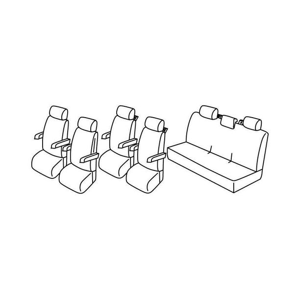 Seat Covers Lampa Set Superior - Grey/Black - compatible for Volkswagen Multivan T5 (04/03>03/15) - Volkswagen Multivan T6 (08/15>12/19) - Volkswagen Multivan T6.1 (01/20>)