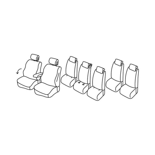 Seat Covers Lampa Set Superior - Black/Grey - compatible with Renault Scenic 7-seater (05/09>10/16)