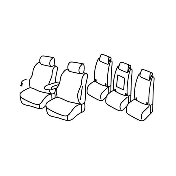 Seat Covers Lampa Set Superior - Black/Blue - compatible for Volkswagen Touran (09/15>)