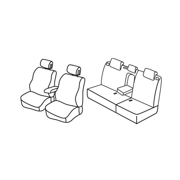 Seat Covers Lampa Set Superior - Black/Grey - compatible for Renault Megane III 5-door (11/08>12/15) - Renault Megane III Sportour (09/09>09/16)