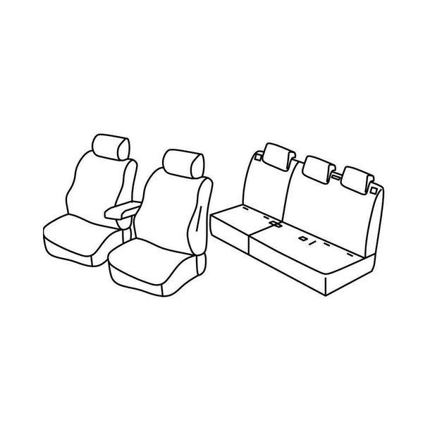 Coprisedili Lampa Set Superior - Nero/Grigio - compatibili per Fiat Doblò 5p (01/10>05/20) - Opel Combo Tour (04/12>12/17)