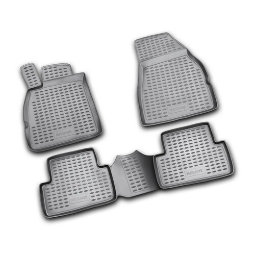 Set Fußmatten nach Maß aus TPE - kompatibel für Renault Megane II 3p (10/02>10/08) - Renault Megane II 4p (10/03>10/08) - Renault Megane II 5p (10/02>10/08) - Renault Megane II Grandtour (09/03>08/09) - Renault Thalia (11/08>06/14)