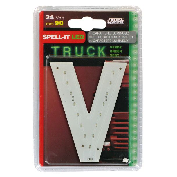 Adesivo Lettera Lampa LED Lampa Led, 90 mm, 24V - Verde - V