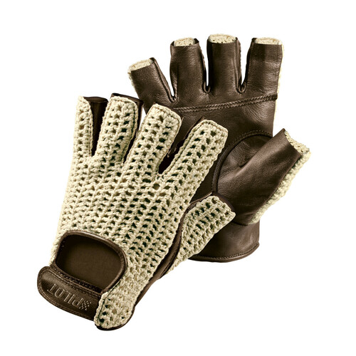 Pilot-1, Fahrhandschuhe halber Finger - XL - Braun