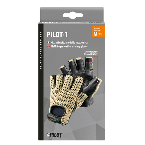 Pilot-1, gants de conduite à demi-doigts - M - Noir